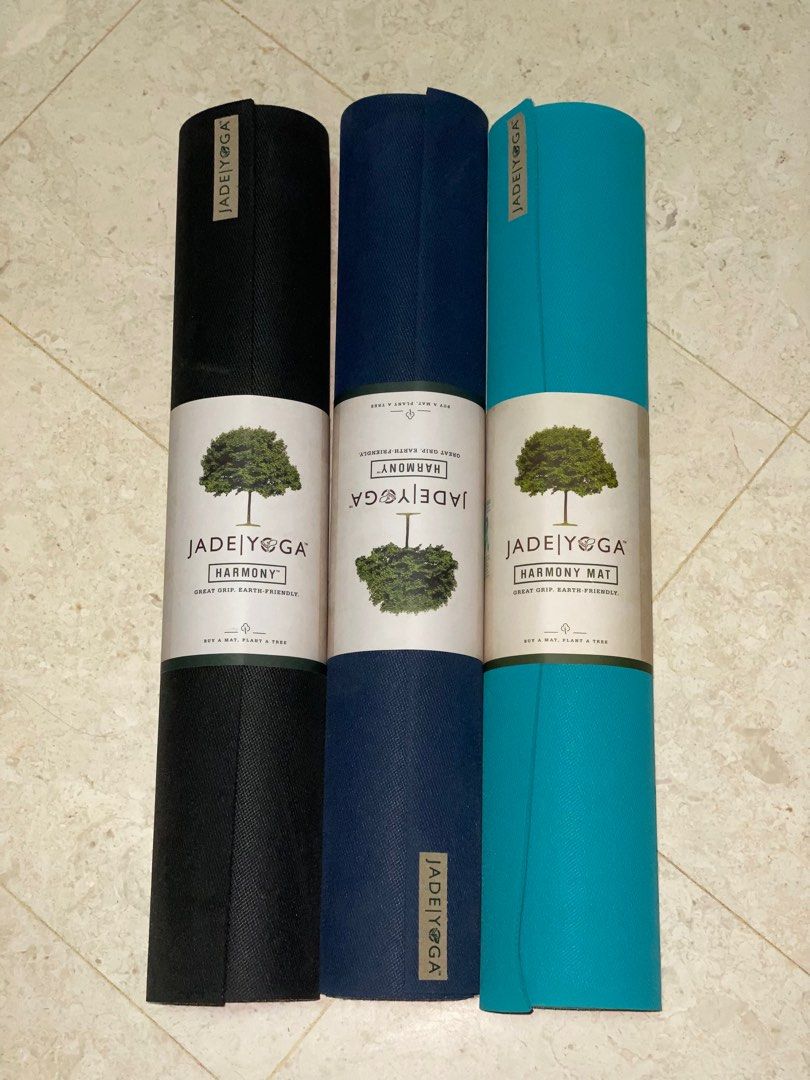 BRAND NEW JADE YOGA HARMONY MAT 68” in black, midnight, teal thick anti  slip mat, Sports Equipment, Exercise & Fitness, Exercise Mats on Carousell