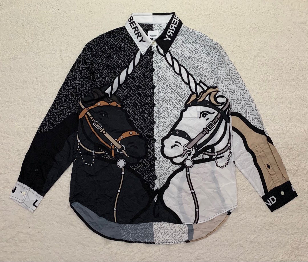 Burberry TB Monogram Juliette Unicorn Silk Longsleeve Luxury