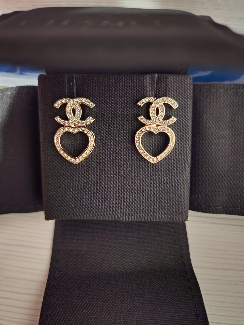CHANEL 22S Gold & Crystal Large Hoop CC Logo Earrings - NEW with Tags &  RECEIPT! in 2023