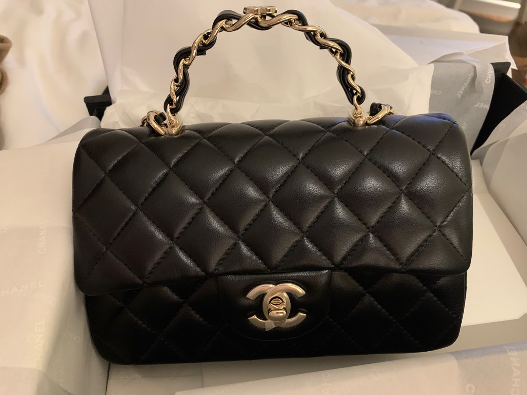 Chanel Mini Flap Bag with Handle 23K, Luxury, Bags & Wallets on Carousell