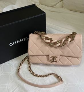 BNIB Chanel Mini Business Affinity Crossbody Bag 23S Beige Nude Caviar Gold  HW