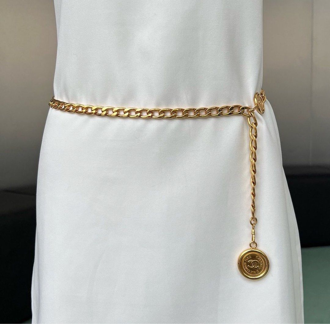 Gold chain chanel clearance belt