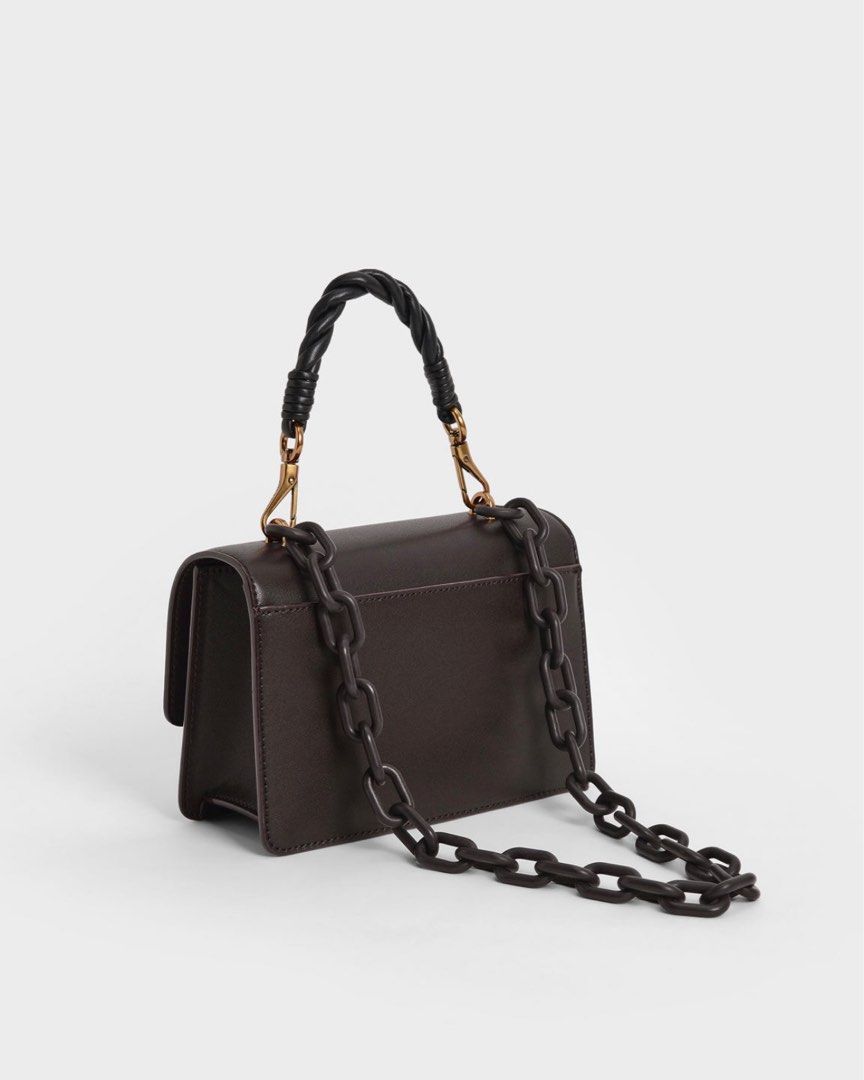 Dark Oak Chain Strap Shoulder Bag | CHARLES & KEITH