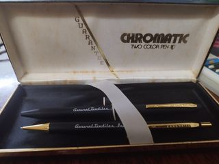 Chromatic Two Color Pen Gold plated tip Made in USA 14k 21k 24k 18k not Parker Cross Vintage Vtg Antique Ballpen 2 Color and Mechanical Pencil Rare Mont Blanc
