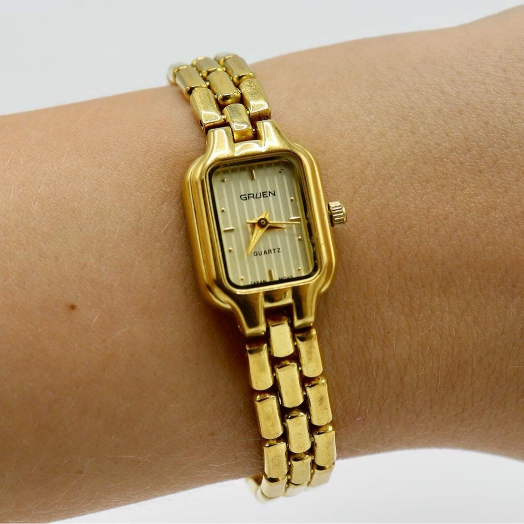 Gruen quartz gold watch hotsell