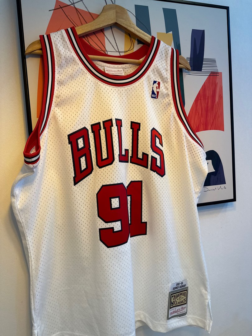 Free Gift 100 Authentic Mitchell Ness Rodman jersey Men s