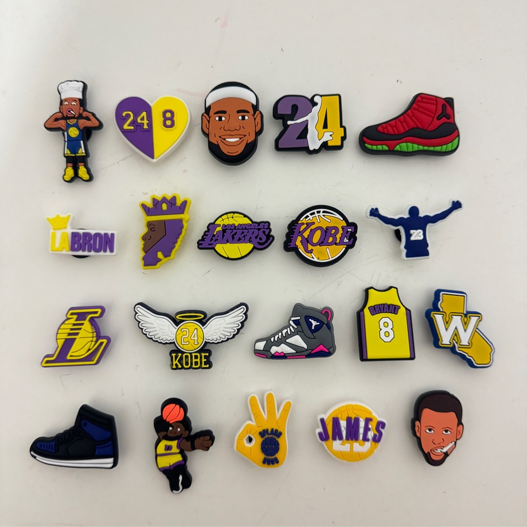 (GET ALL AT 11) Crocs Jibbitz NBA Jordan Kobe James Lakers Basketball