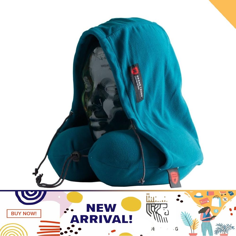Grand Trunk Hooded Travel Pillow Peacock Green High Grade