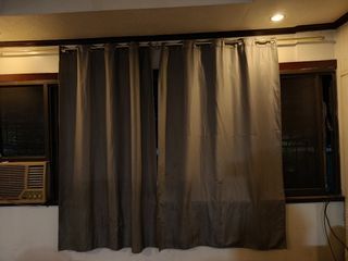 Gray full length blackout screen with rod