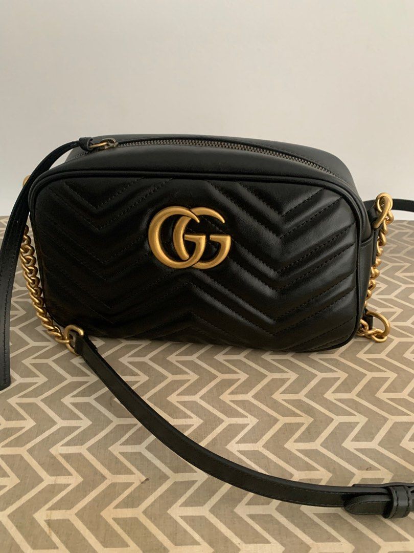 Gucci Marmont 2 Shoulder Bag Lion Trap Chevron GG lion