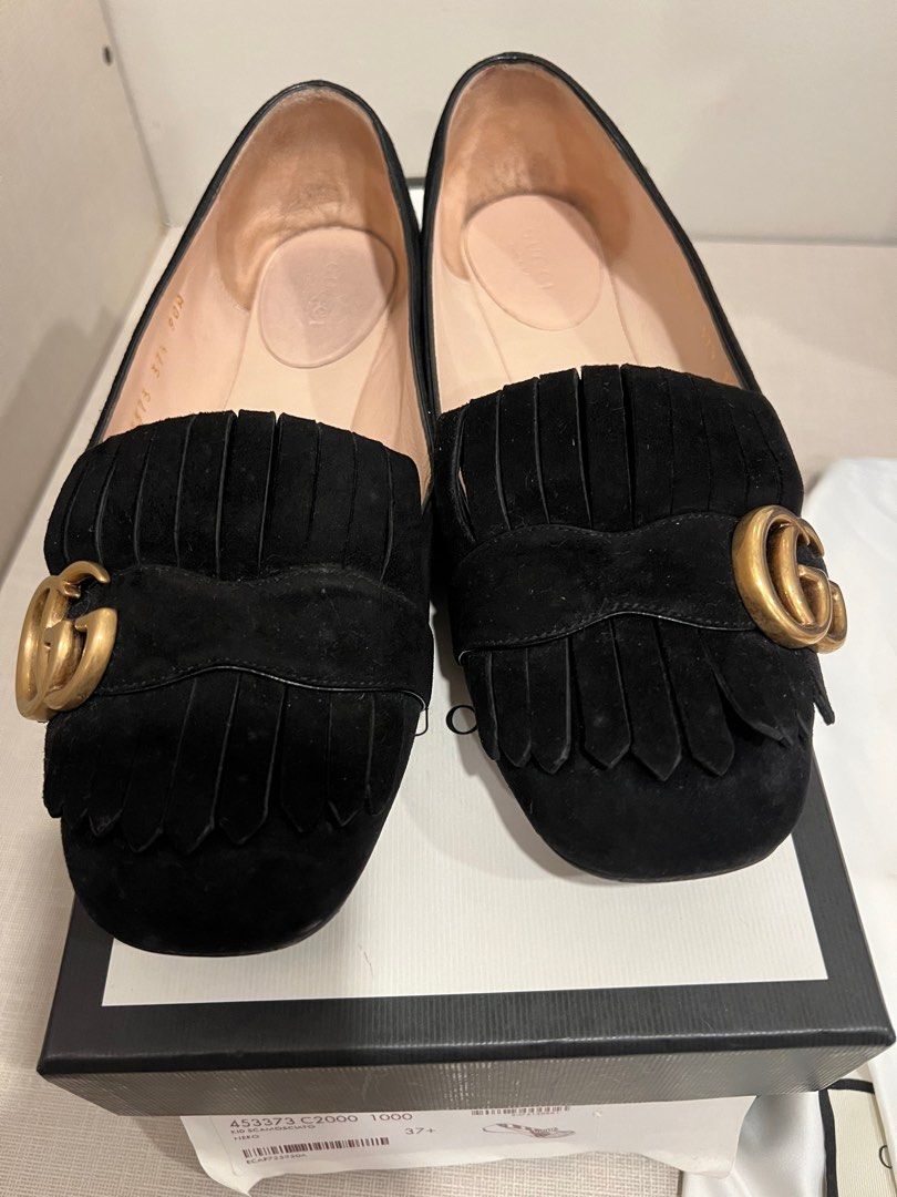 GUCCI SUEDE GG MARMONT BALLET FLATS