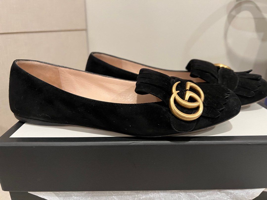 Gucci marmont suede ballerina flat top