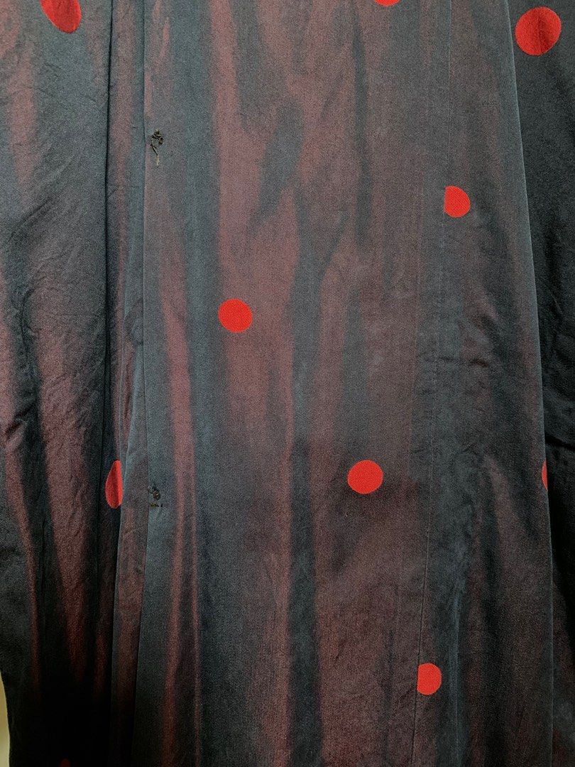 Handmade Polka Dot Kimono Dress (Category: Dresses) located in Caloocan City. Submitted by hellodeco (Listing ID 1260140078, Image 3). Description: Handmade Two-Toned Polka Dot Kimono Dress Width: 21” laid flat Length: 43” All stitches are by-hand. I’m a designer so will keep this for study if not sold. Flaws: there’s a tiny fray of strand but unnoticeable naman. Will also stitch clean the snaps at the front for a more polished look. .