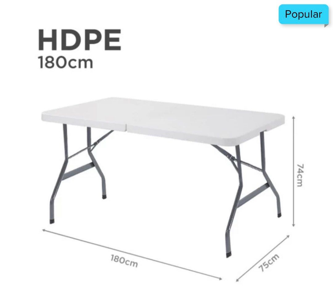 HDPE 1.8m Foldable Table, Furniture & Home Living, Furniture, Tables