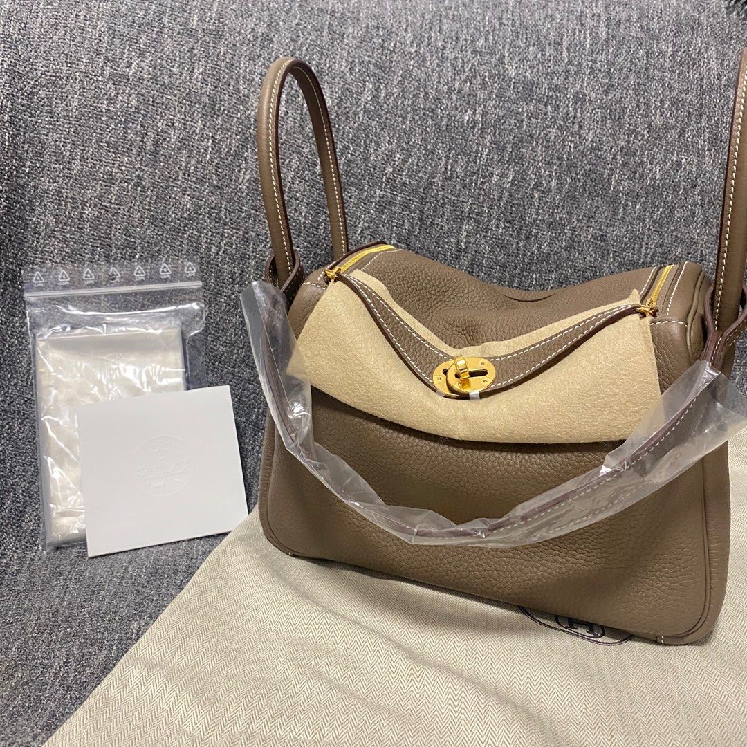 Hermes Lindy 30 Bag CC18 Etoupe Clemence GHW