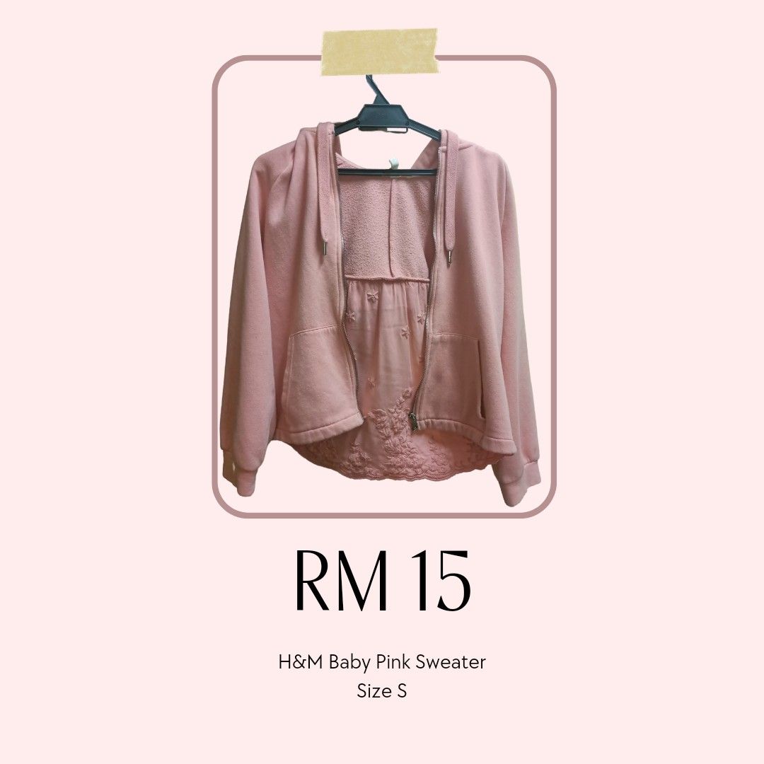 H M Baby Pink Jacket with Embroidery at Back Women s Fashion