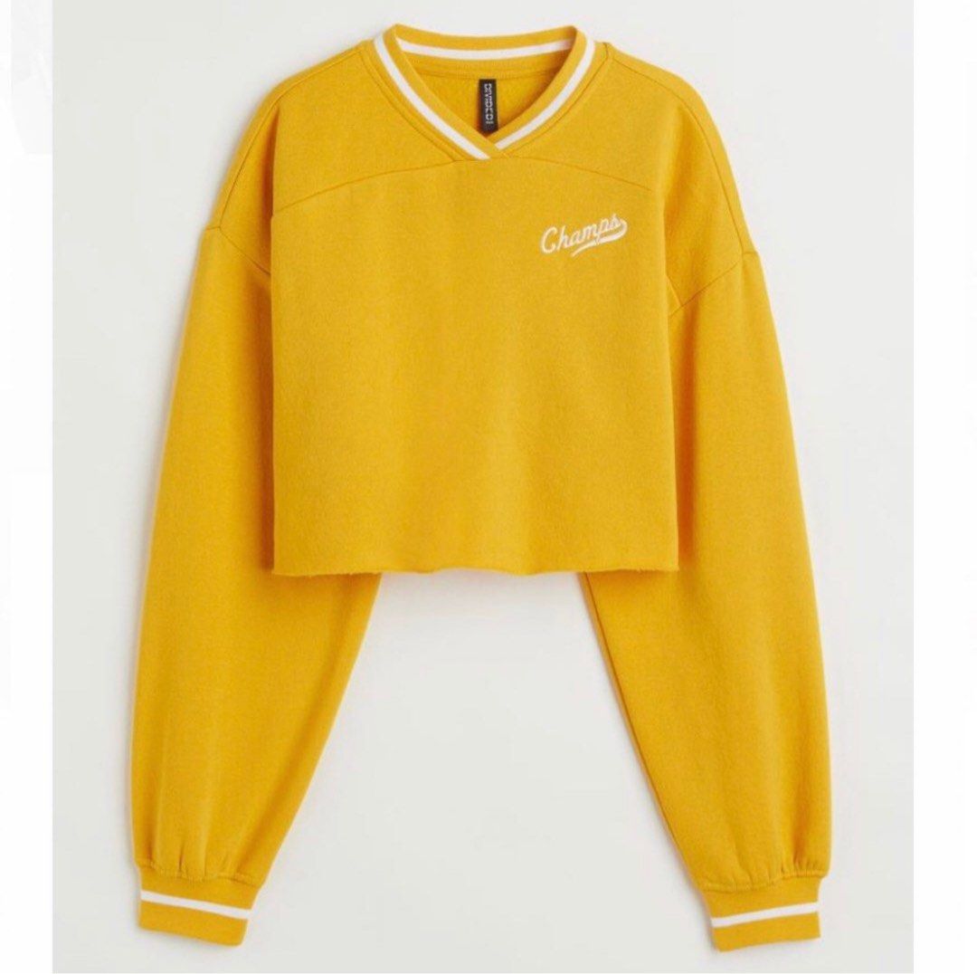 BNWT Mustard yellow cropped sweatshirt Women s Fashion Tops