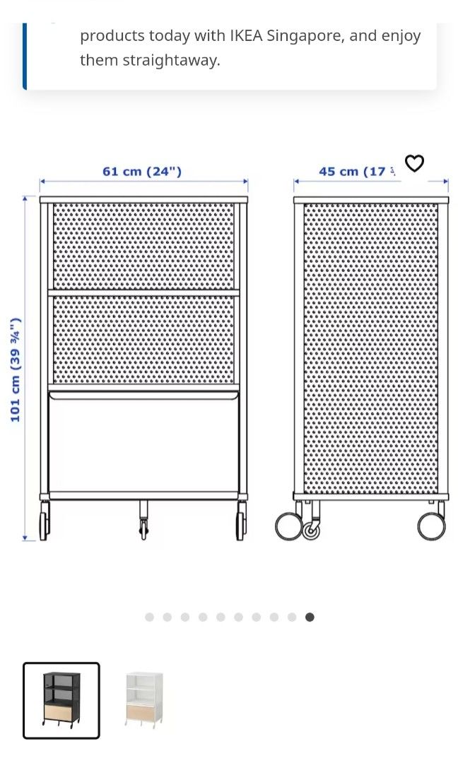 Ikea Bekant Storage Unit on Wheels, Shelves, Pedestal, Furniture & Home Living