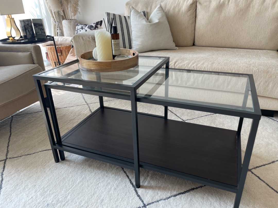 IKEA glass coffee table, Furniture & Home Living, Furniture, Tables