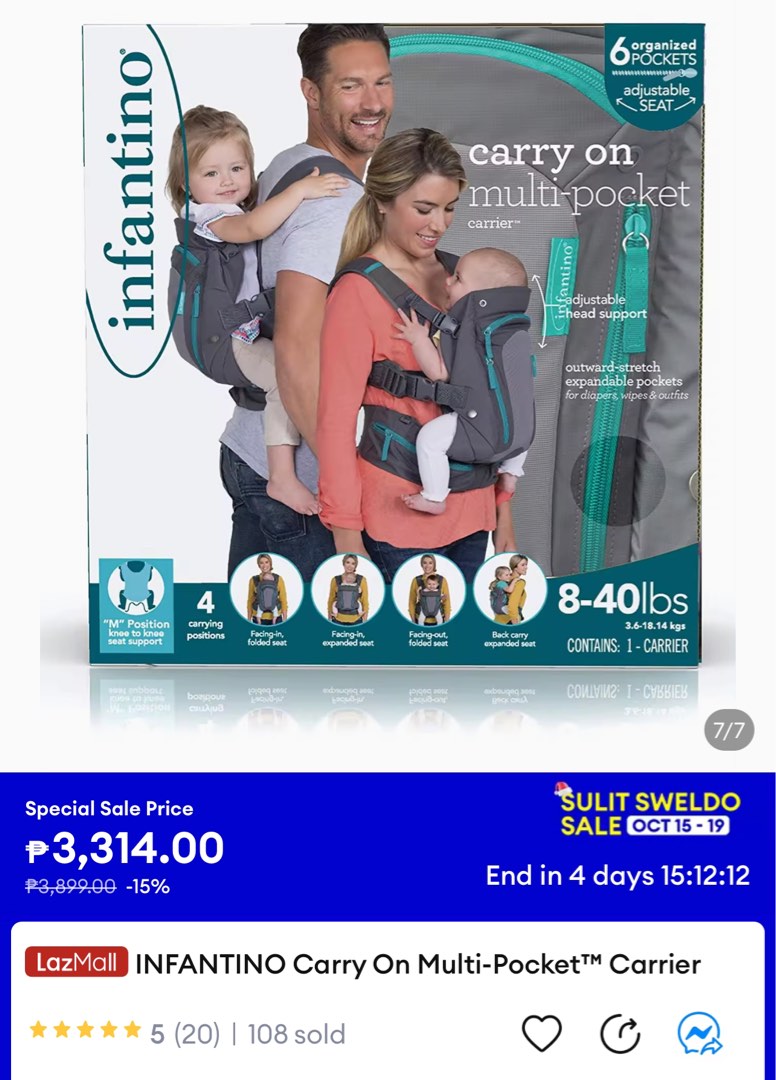 Infantino Carrier Multi Pocket, Babies & Kids, Going Out, Carriers