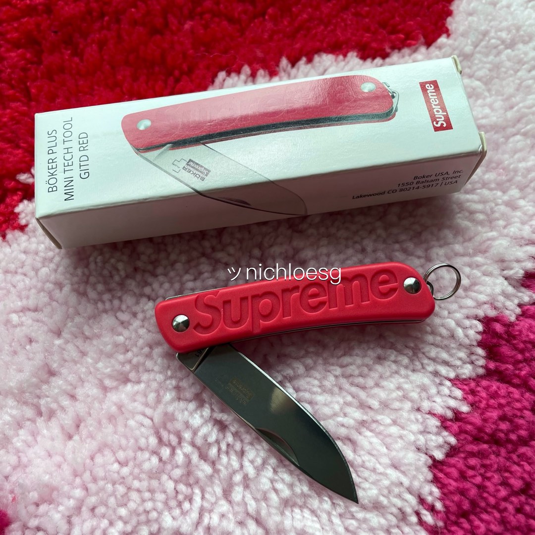 INSTOCK SUPREME X BOKER GLOW IN THE DARK KEYCHAIN KNIFE