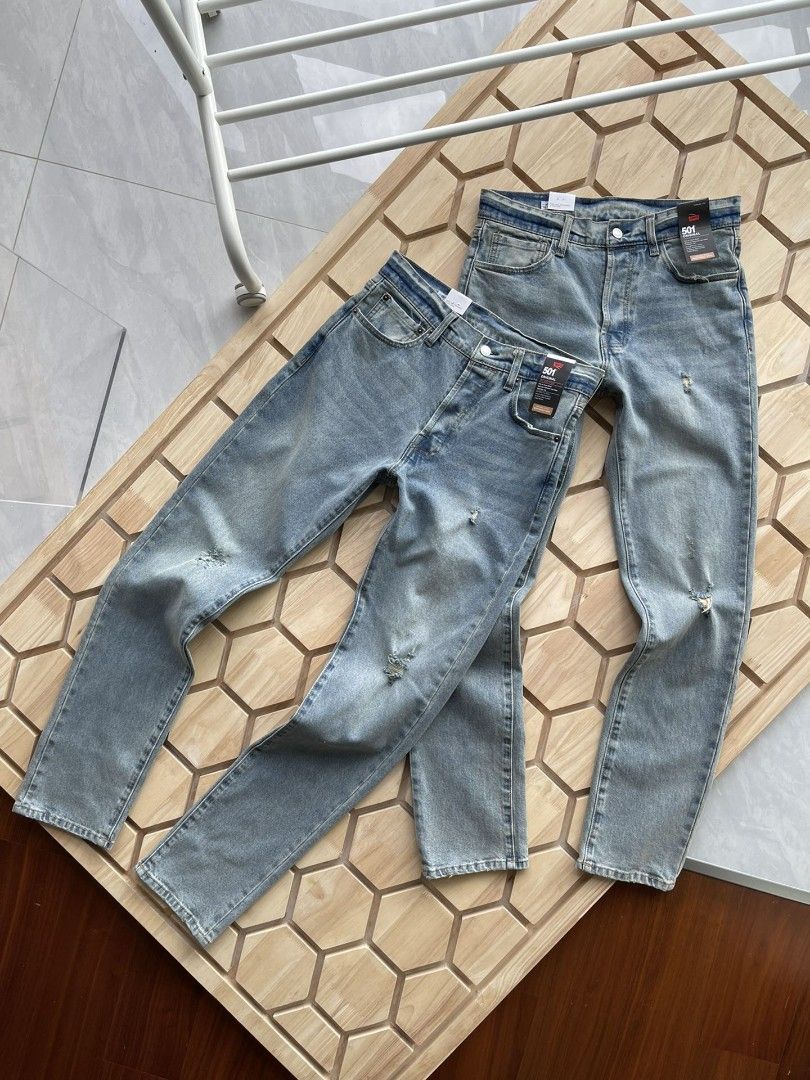 全新日產Levi's jeans 秋季新款501錐形男士水洗破洞牛仔褲日產水洗男裝