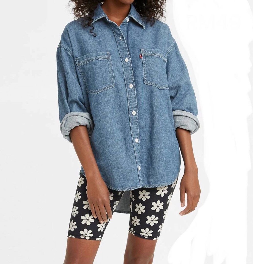 Levis long sleeve denim shirt, Women's Fashion, Tops, Longsleeves on ...