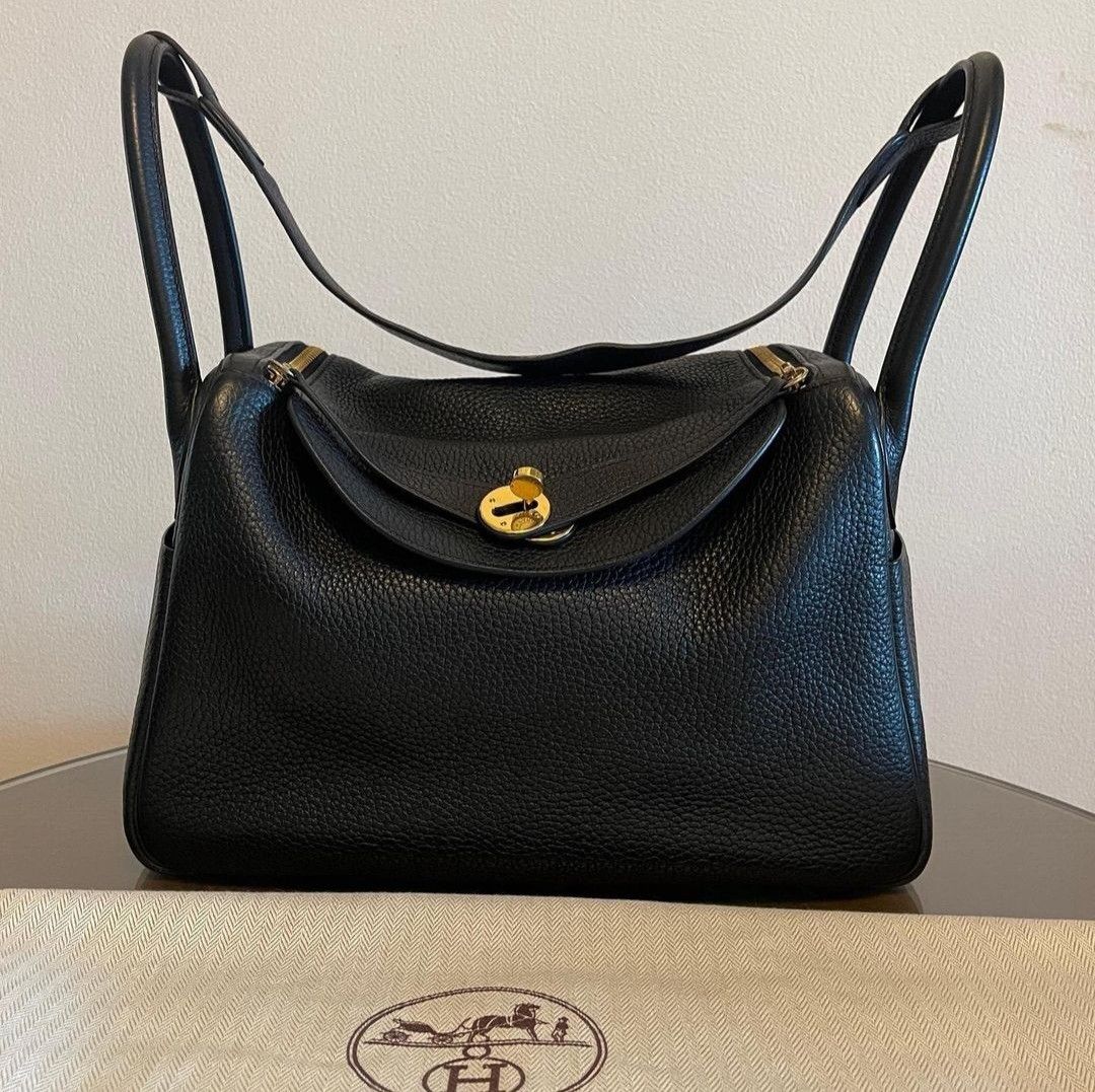 Hermes Lindy 30 Bleu Nuit Gold hardware, Luxury, Bags & Wallets on Carousell
