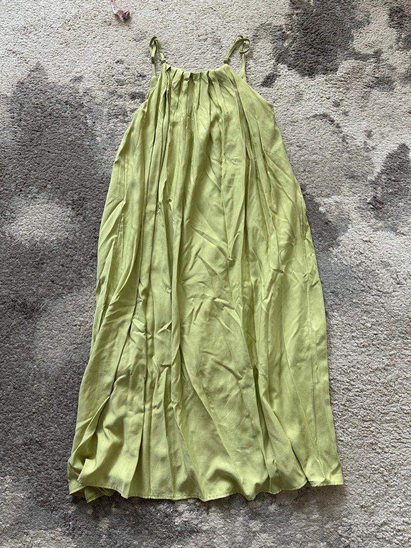 Women Lime Green & Gold Floral Maxi Dress