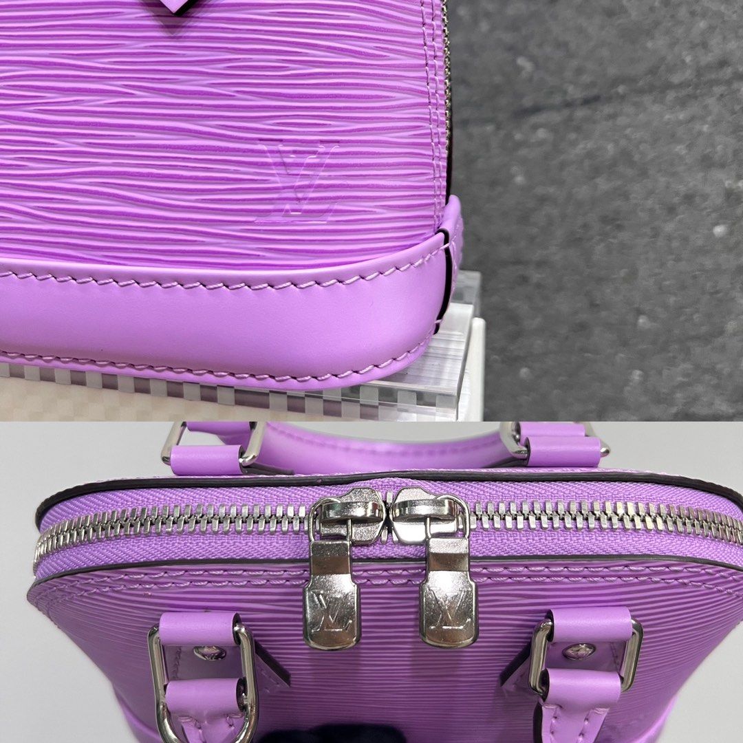 LOUIS VUITTON Nano Alma Epi Leather Top Handle Shoulder Bag Purple