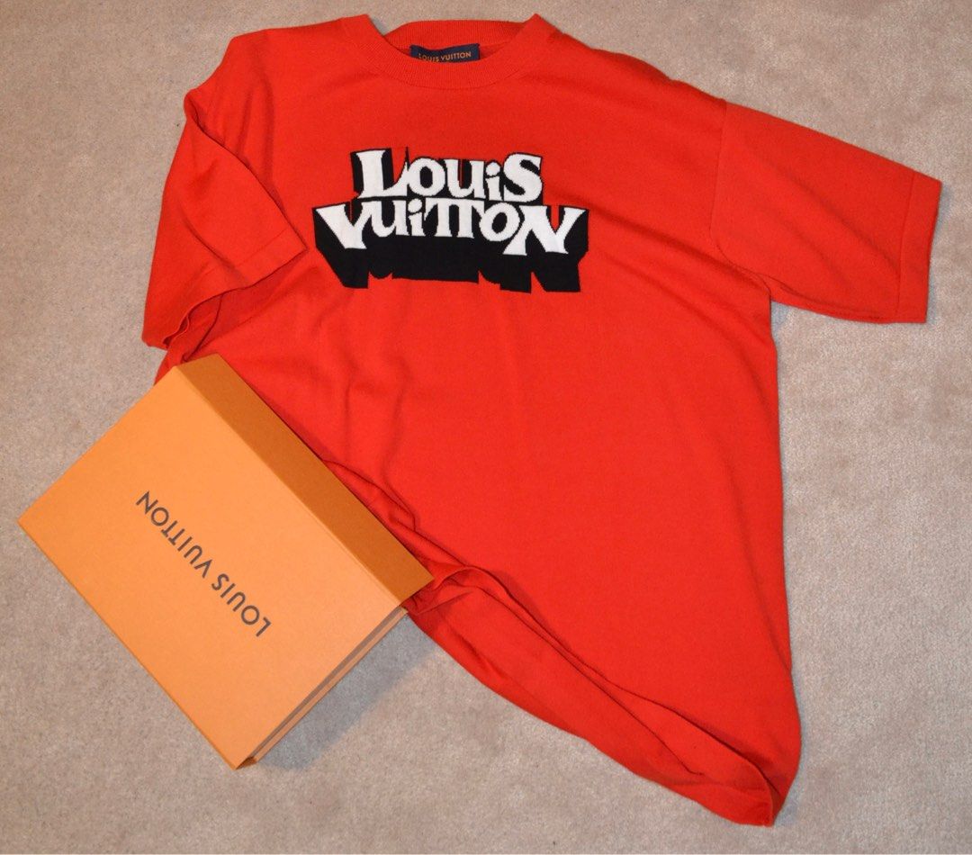 Louis Vuitton Neon Red Dove Knit T-Shirt, Men's Fashion, Clothes on  Carousell