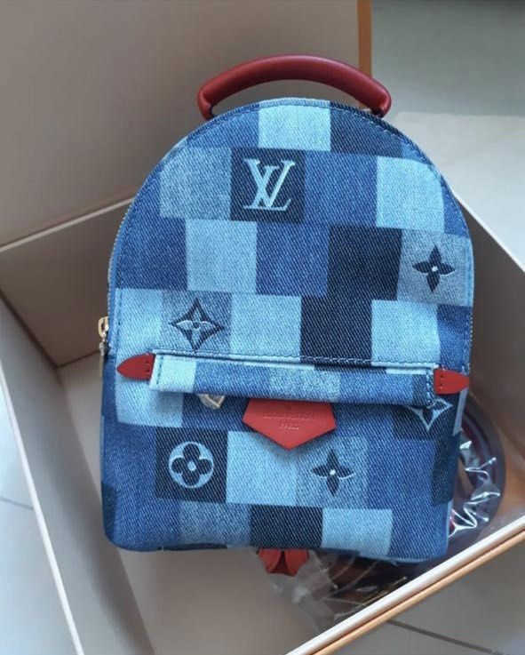 Louis Vuitton Palm Springs Mini Backpack in Denim, Hardware
