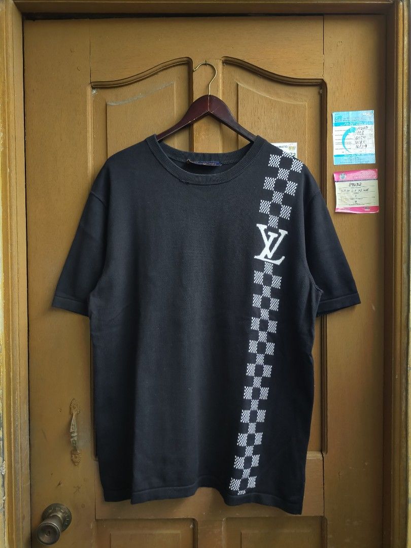 Louis Vuitton SS21 knitted vertical damier shirt black, Luxury, Apparel on  Carousell