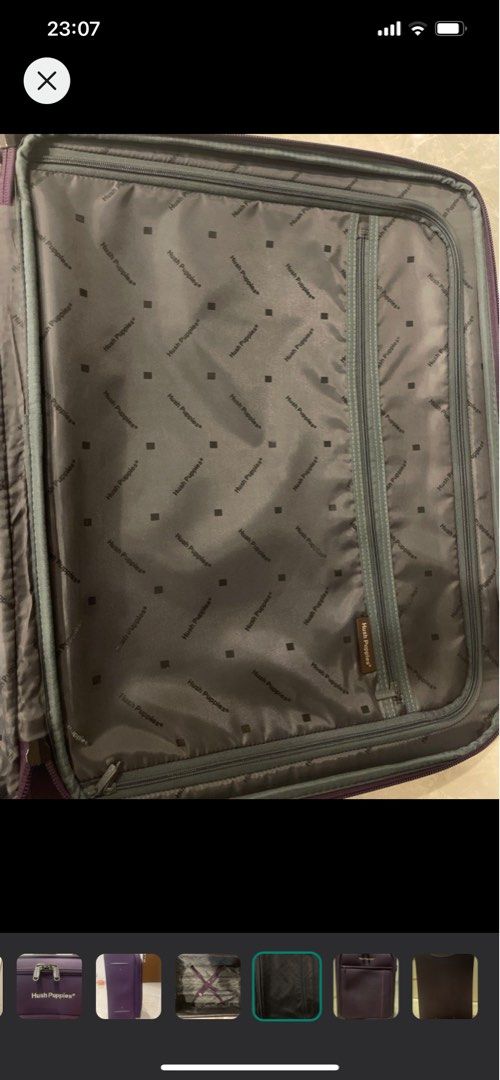 Luggage hush puppies travel bag 24.5 inch soft case expandable 360 swivel wheels purple, Hobbies