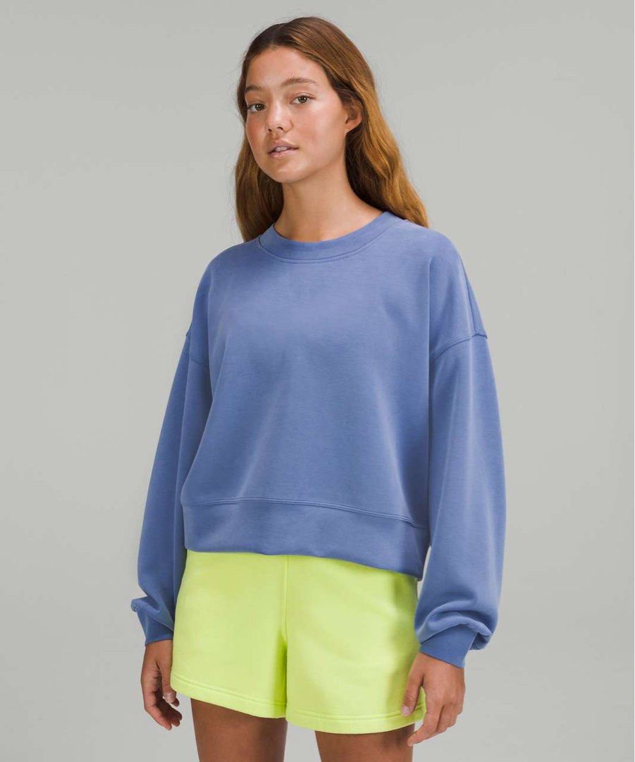 Lululemon Perfectly Oversized Cropped Crew Softstreme in Water Drop,  Women's Fashion, Activewear on Carousell