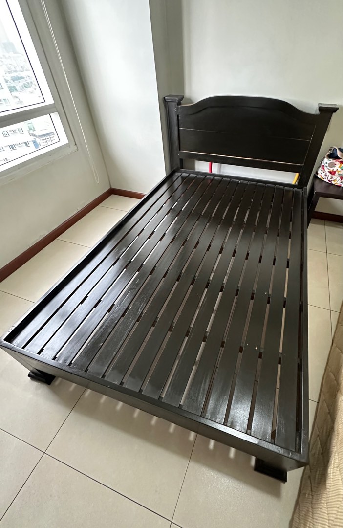 Mahogany solid wood bed frame double size, Furniture & Home Living