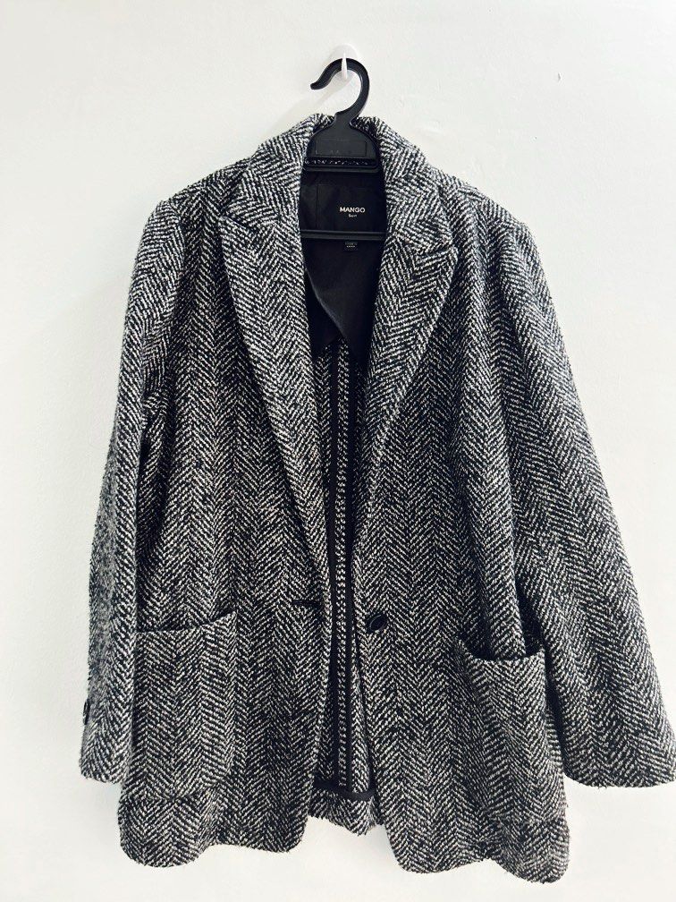 Mango herringbone deals coat