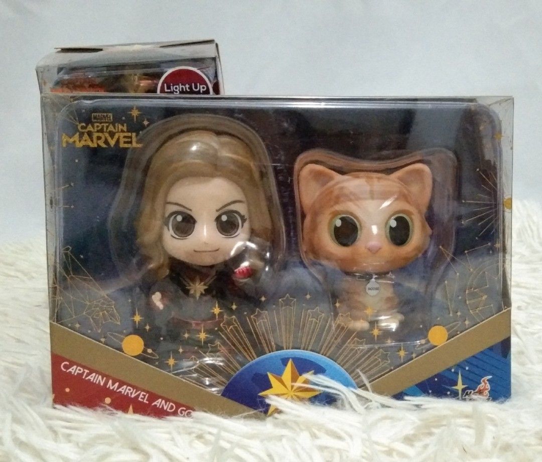 Marvel's Captain Marvel Cosbaby Toys (Category: Designer & Blind Box Toys) located in La Trinidad. Submitted by ja.mixnmatchol (Listing ID 1260234876, Image 2). Description: Marvel's Captain Marvel Cosbaby Toys ⭐AS SET: P850 ✅Captain Marvel and Goose - P600 ➡️Unsealed Only ✅Captain Marvel - P350 ➡️Preloved. Light Up Function Not Tested. No batteries. As is. 📌Pls expect scratch marks/small dents sa boxes ❌NO INSTALLMENT ⭐Loc: La Trinidad, Benguet