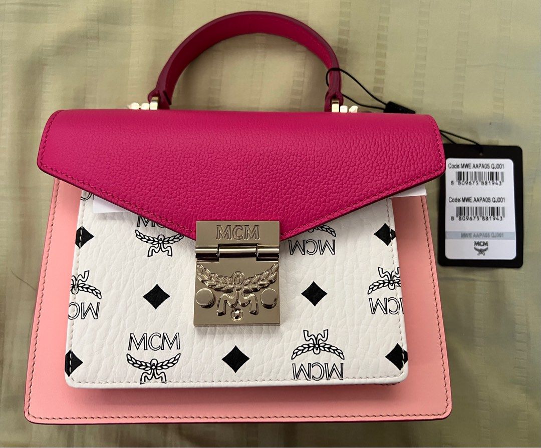 MCM Patricia Satchel in Color Block Visetos Pink