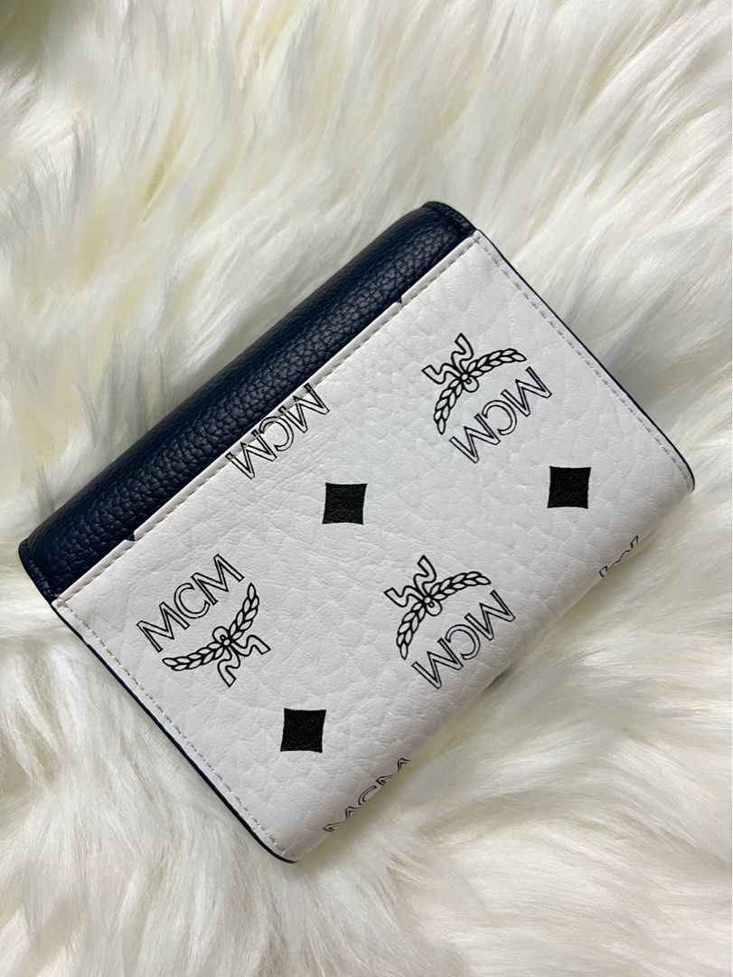 Mcm Aren Flap Trifold Mini Wallet In Oatmeal