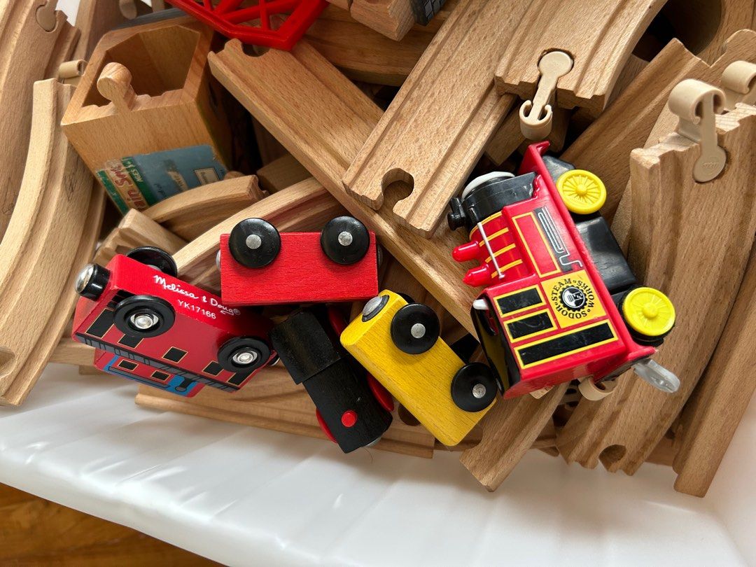 Melissa and doug wooden train set clearance