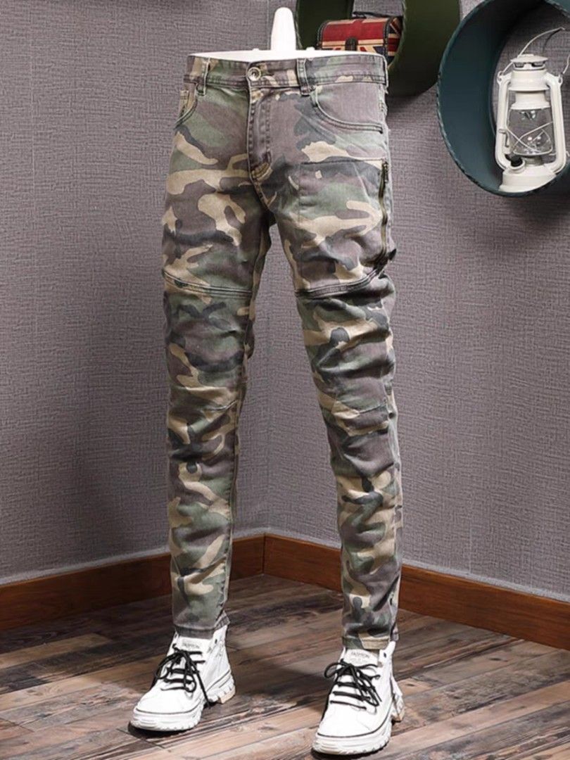 Mens camo denim deals jeans