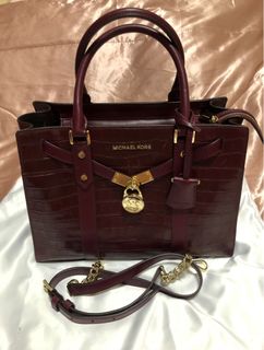 Michael michael kors nouveau hamilton large deals crocodile embossed leather satchel
