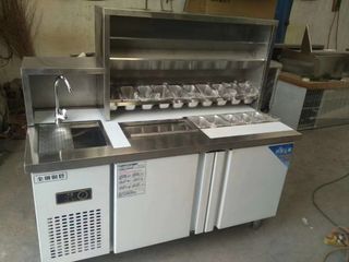 Milk Tea Under Counter Chiller/Combination with sink faucet and Ice bin