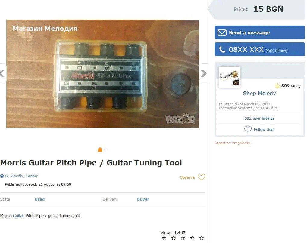 MORRIS GUITAR PITCH PIPE /Guitar Tuning tool, Hobbies & Toys, Music & Media, Musical Instruments