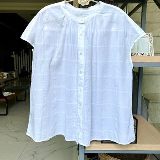MUJI無印良品白色格紋襯衫