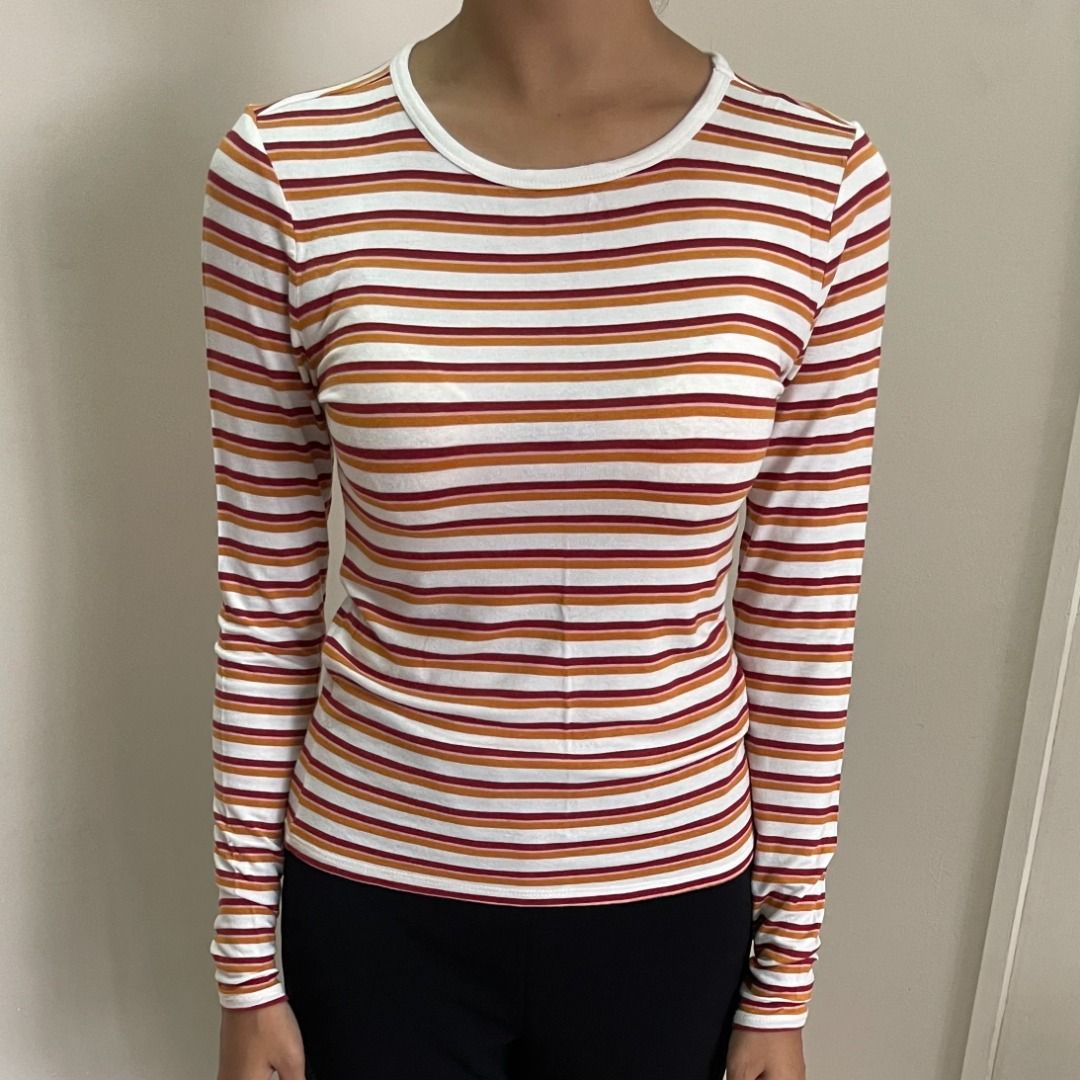 Multi-colour Stripped Top, Women's Fashion, Tops, Longsleeves on Carousell