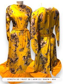Muslim dress tunic terno long dress floral mustard muslim costume UN Costume ethnic clothing 