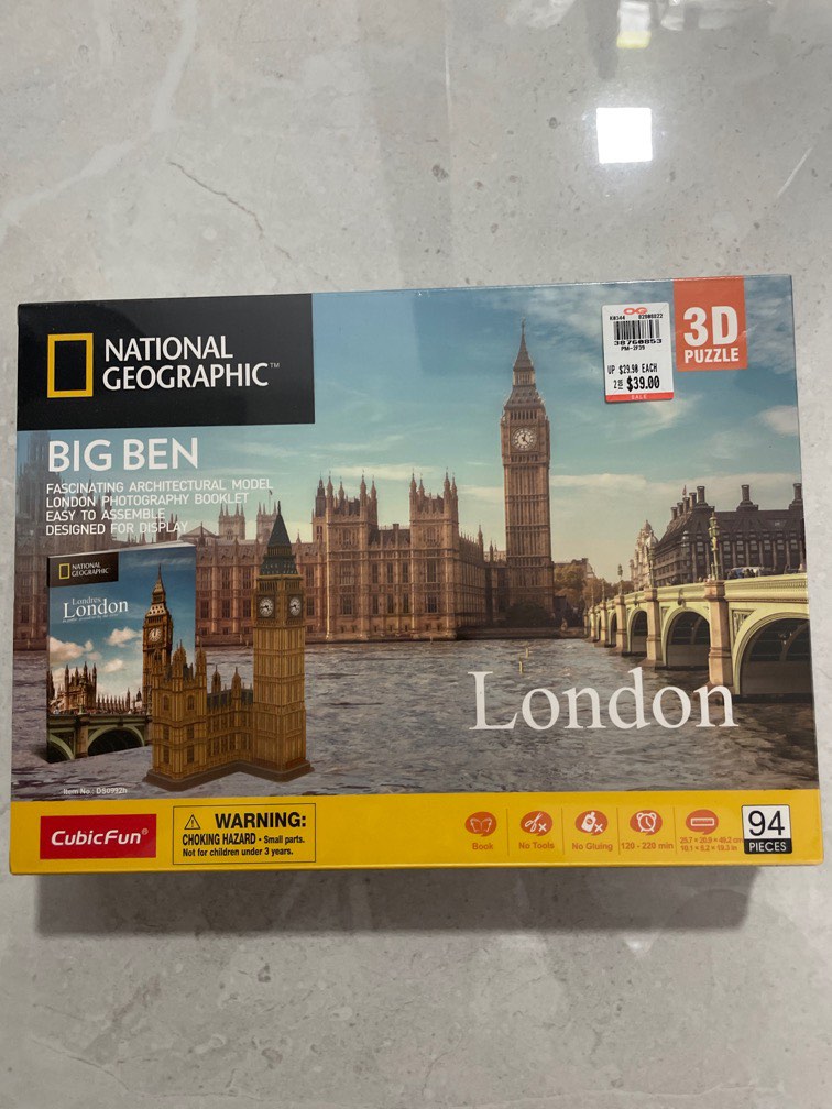 CubicFun 3D Puzzle BIG BEN LONDON NATIONAL GEOGRAPHIC 94 pieces