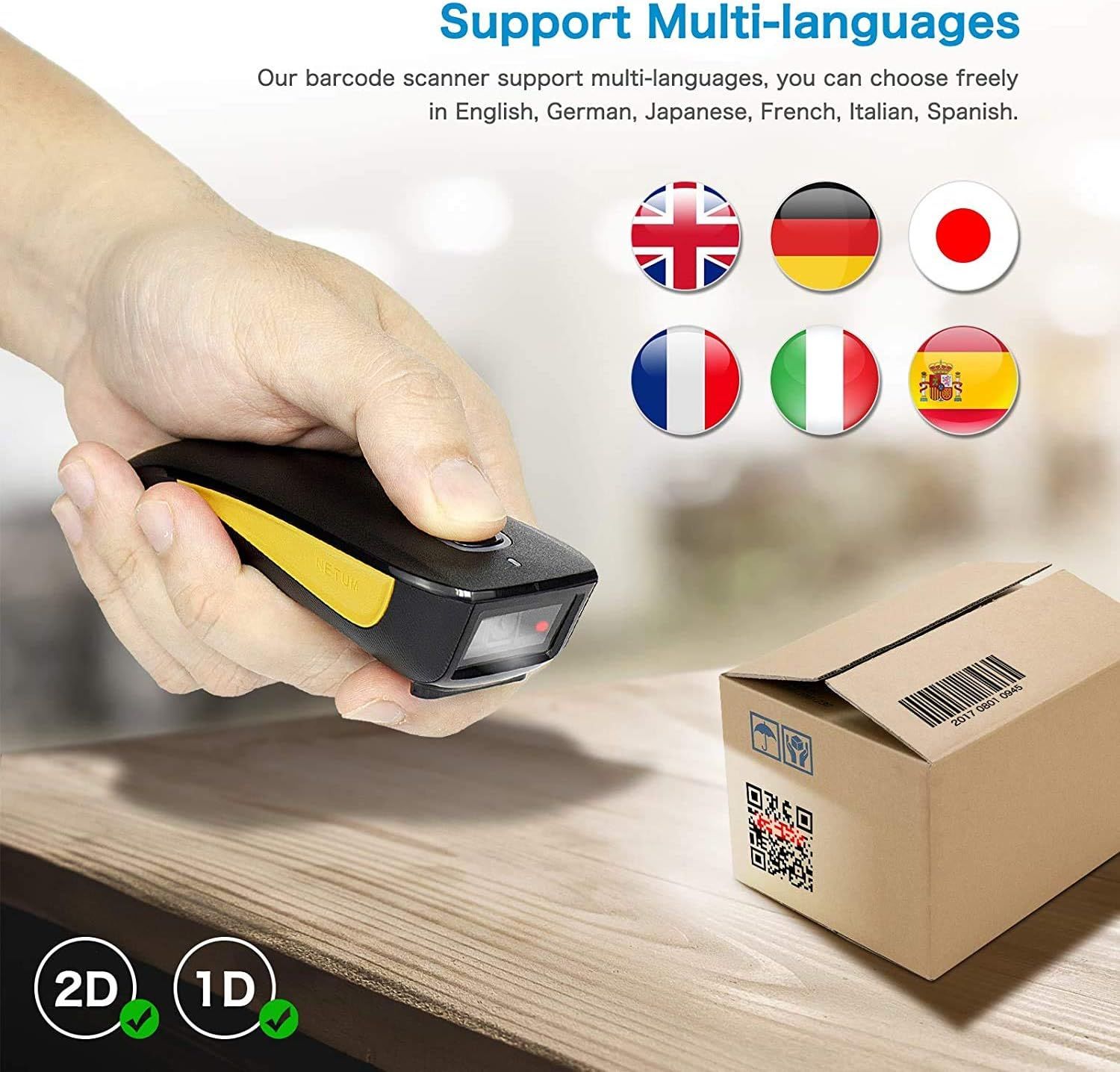 NETUM C750 Wireless Barcode Scanner Bluetooth Compatible, Small Pocket